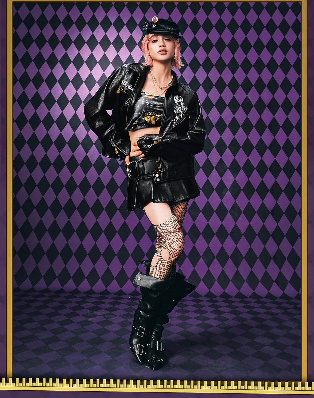 MEDM × JOJO PU Leather Biker Jacket