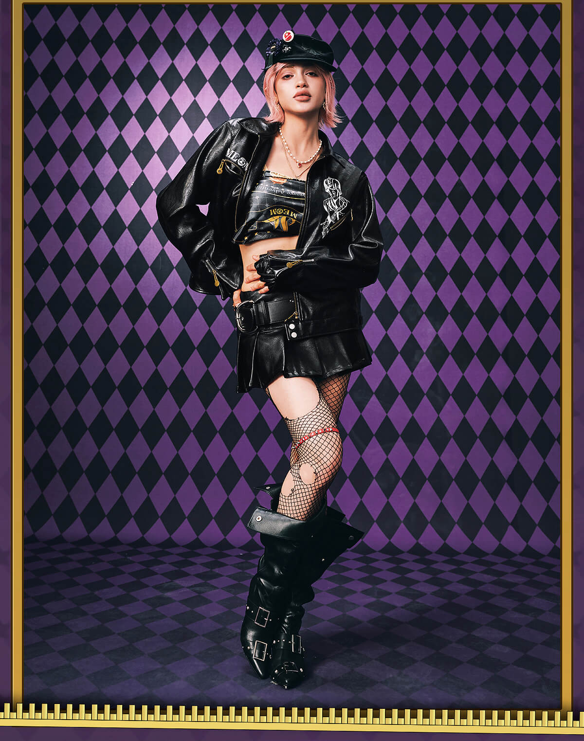 MEDM × JOJO PU Leather Biker Jacket