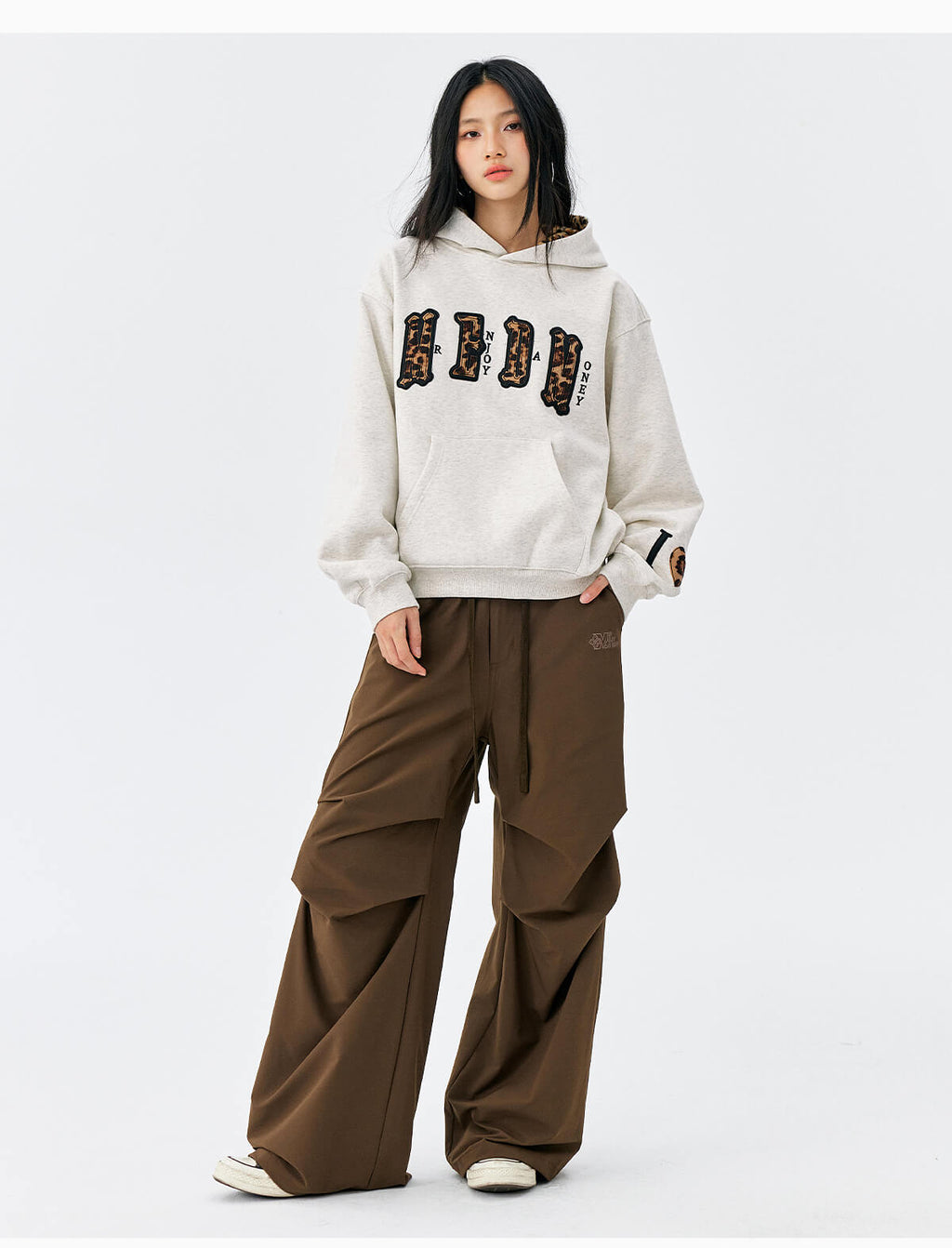 MEDM Leopard Faux Fur Layered Hoodie