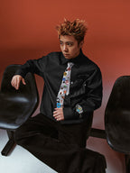 YADcrew 3D-Printed Tie & Badge Long-Sleeve Shirt