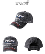 NOVACAM Distressed NOV Logo Embroidered Dad Hat