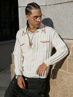 STEEPC Twisted Stripe Polo Knit Sweater
