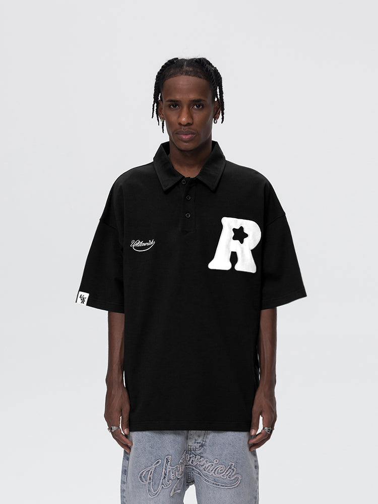 UNTILWERICH R Star Embroidery Short Sleeve Polo
