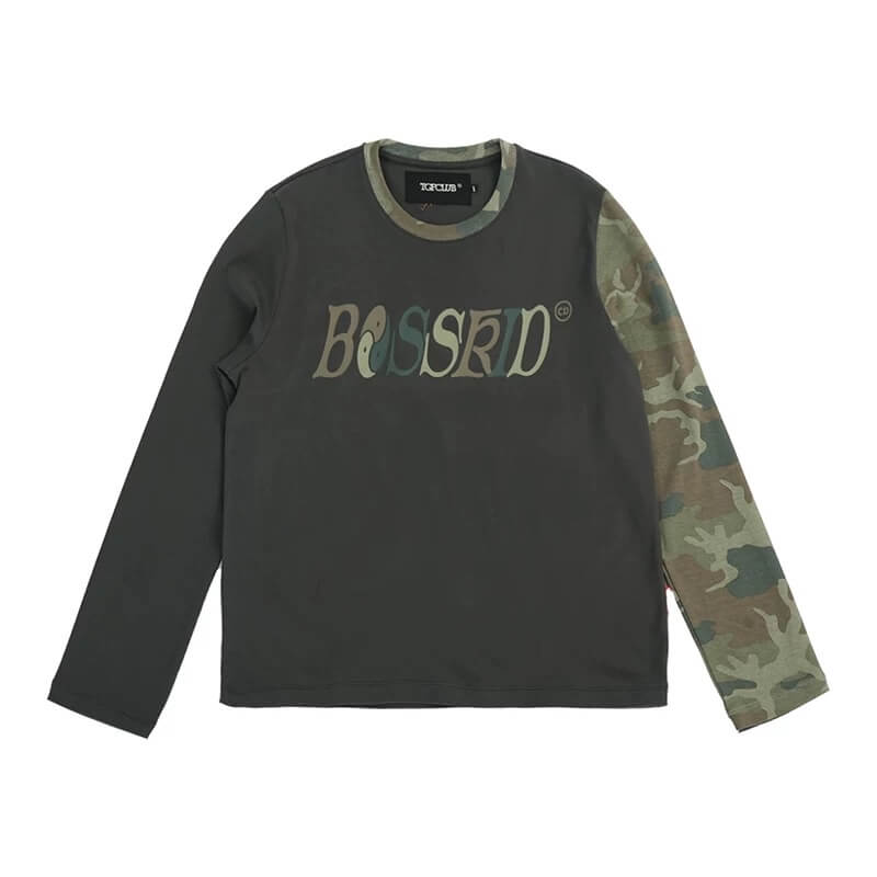 TGFCLUB Color Block Camo Slim Fit Long Sleeve Tee
