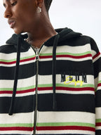 MEDM Colorful Stripes Zip-Up Knit Hoodie