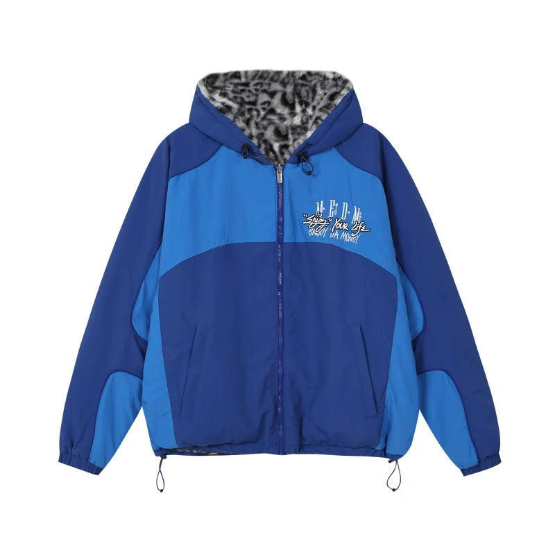 MEDM Reversible Leopard Fur Hooded Track Jacket