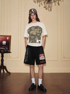 YADcrew Parody Print Washed Sweat Shorts
