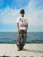 YADcrew Flame Skull Pearl Graphic Tee