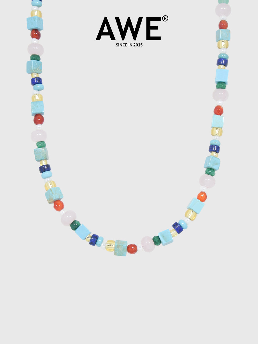 AWE Blue Waves Turquoise Beaded Necklace