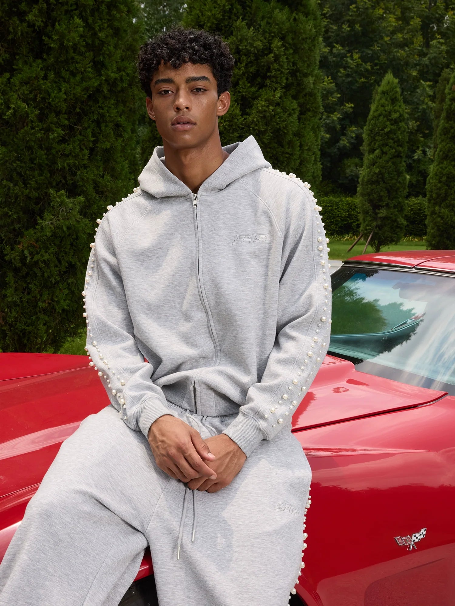 S45 Pearl Line Zip Up Hoodie