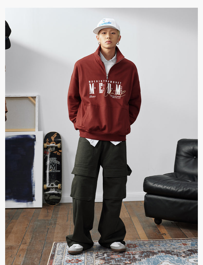 MEDM Half-Zip Logo Embroidered Sweatshirt