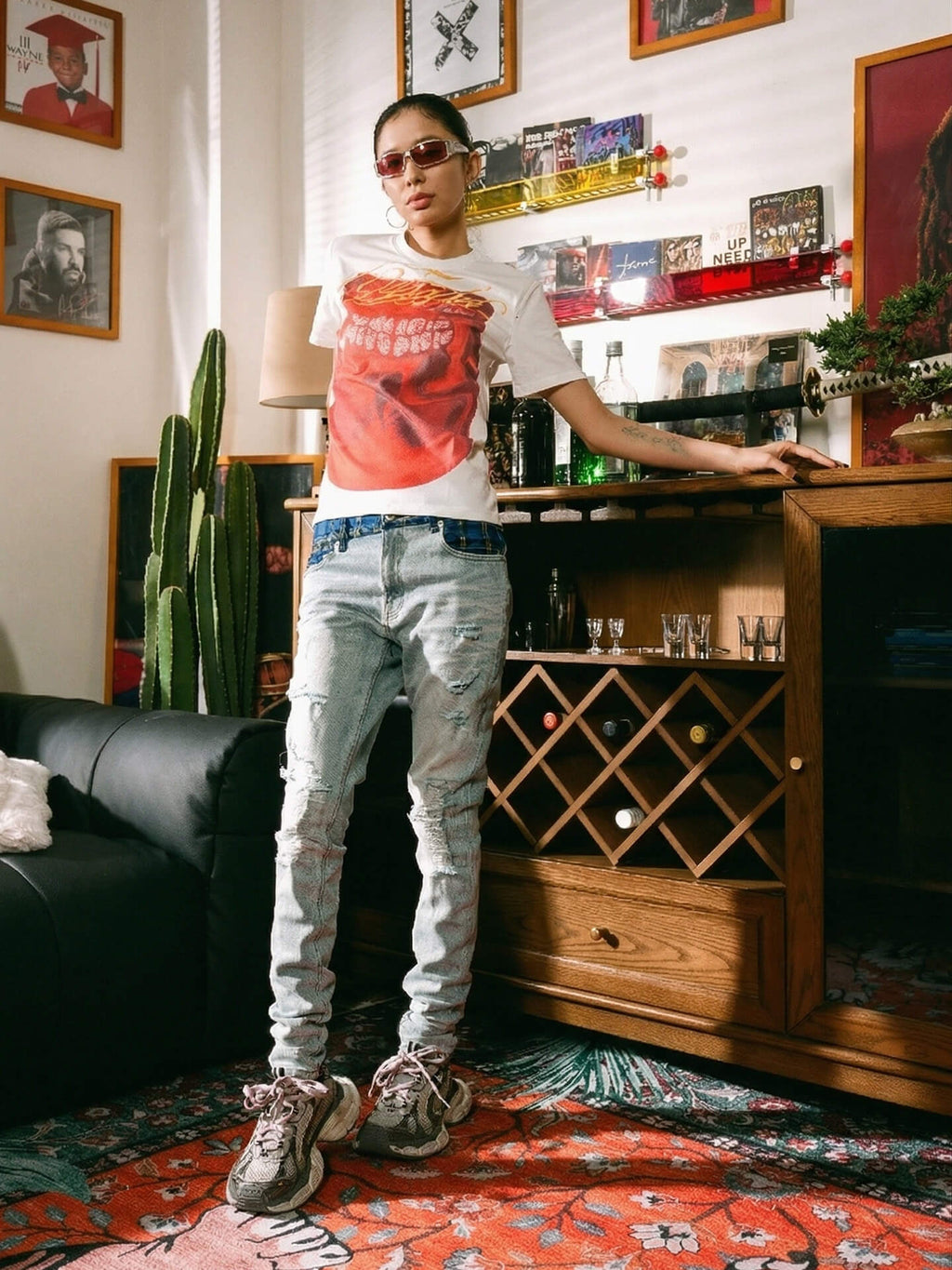TGFCLUB Skull Parody Print Slim Fit Tee