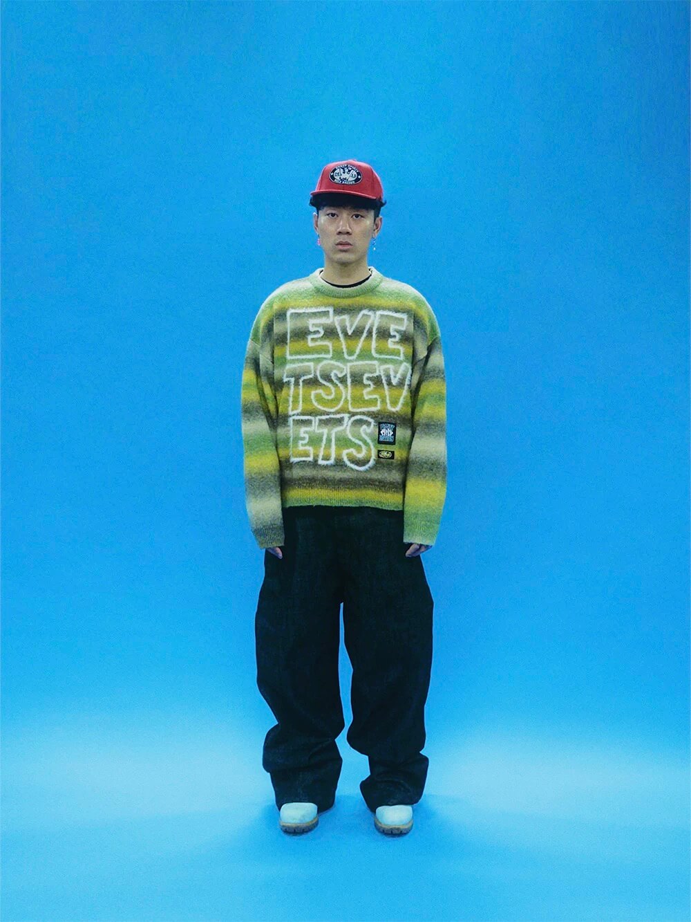 EVETS Gradient Stripe Fuzzy Knit Sweater