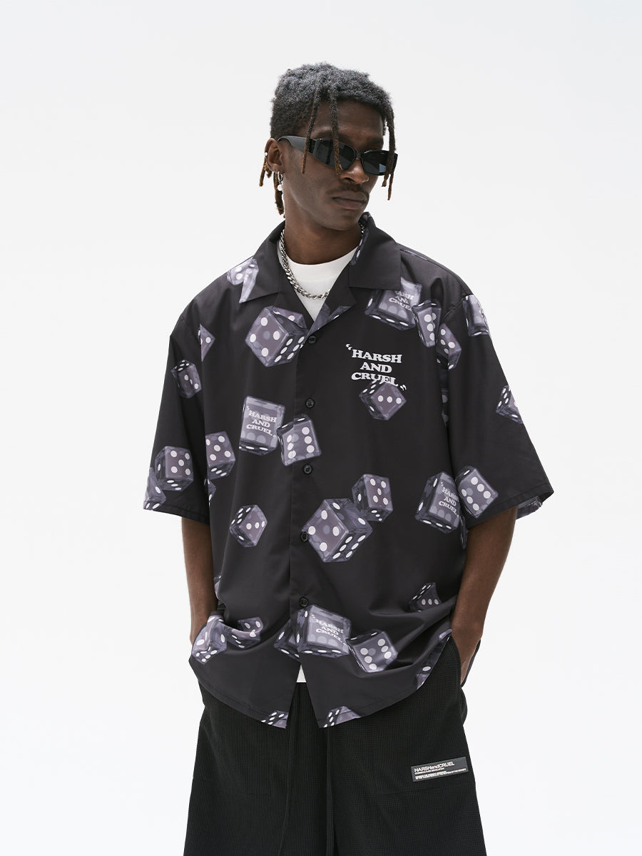 Harsh and Cruel 3D Dice Print Cuban Shirt