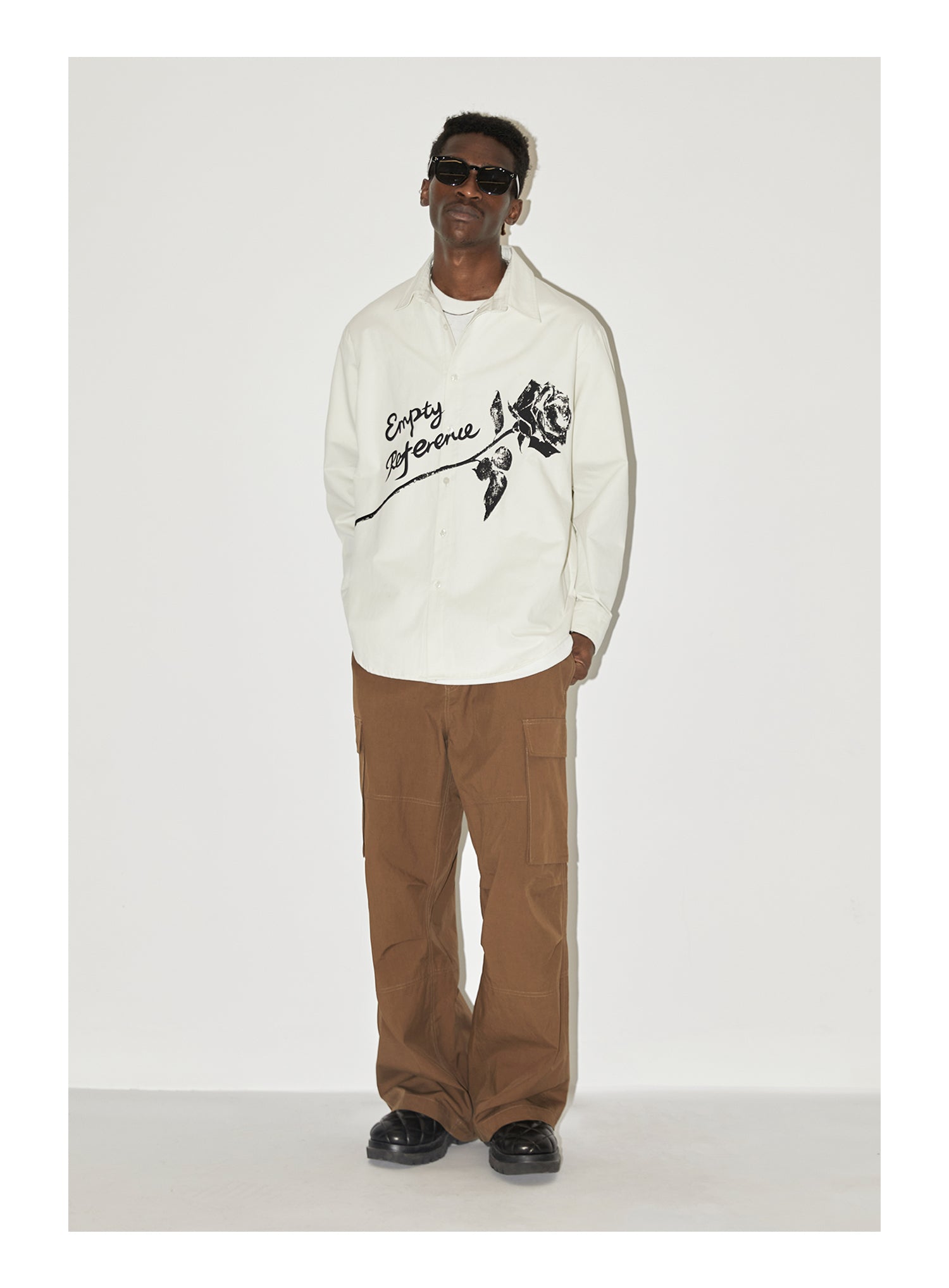 EMPTY REFERENCE Night Rose Print Long Sleeved Shirt