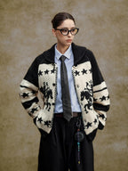 YADcrew Star Horse Angel Jacquard Knit Cowichan Cardigan