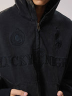 Remedy Embroidered Washed Hooded Bomber Jacket
