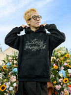 Harsh and Cruel Handwritten Font Pearl Embellished Crafted Hoodie