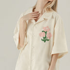 EMPTY REFERENCE Cute Small Flower Short Sleeve Shirt