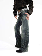 Night Lab Studded Button Fly Whisker Washed Jeans