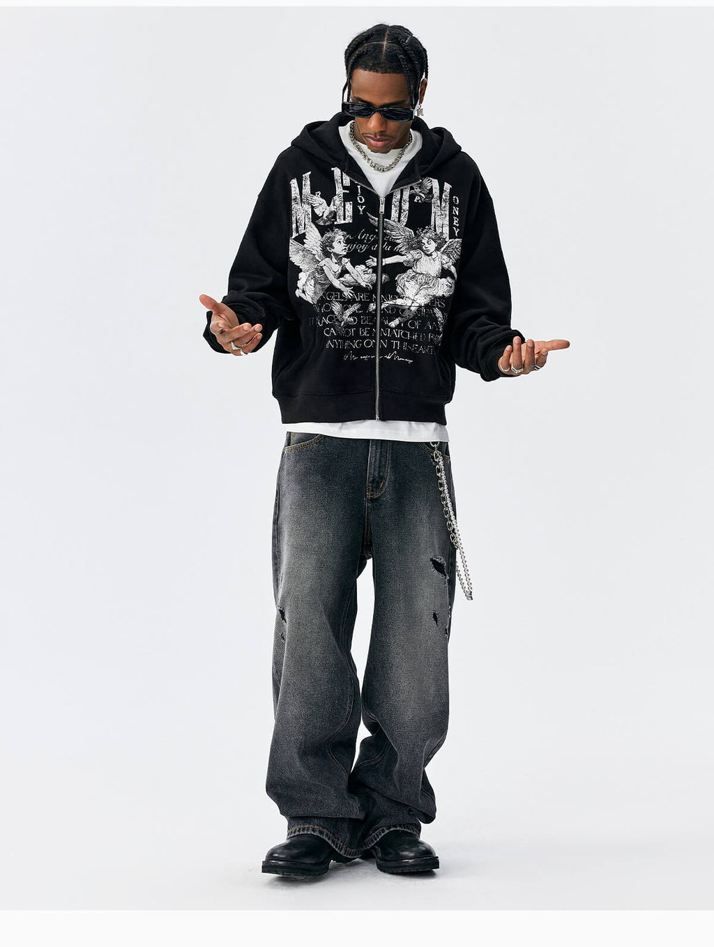 MEDM Angel Patch Zip Up Hoodie