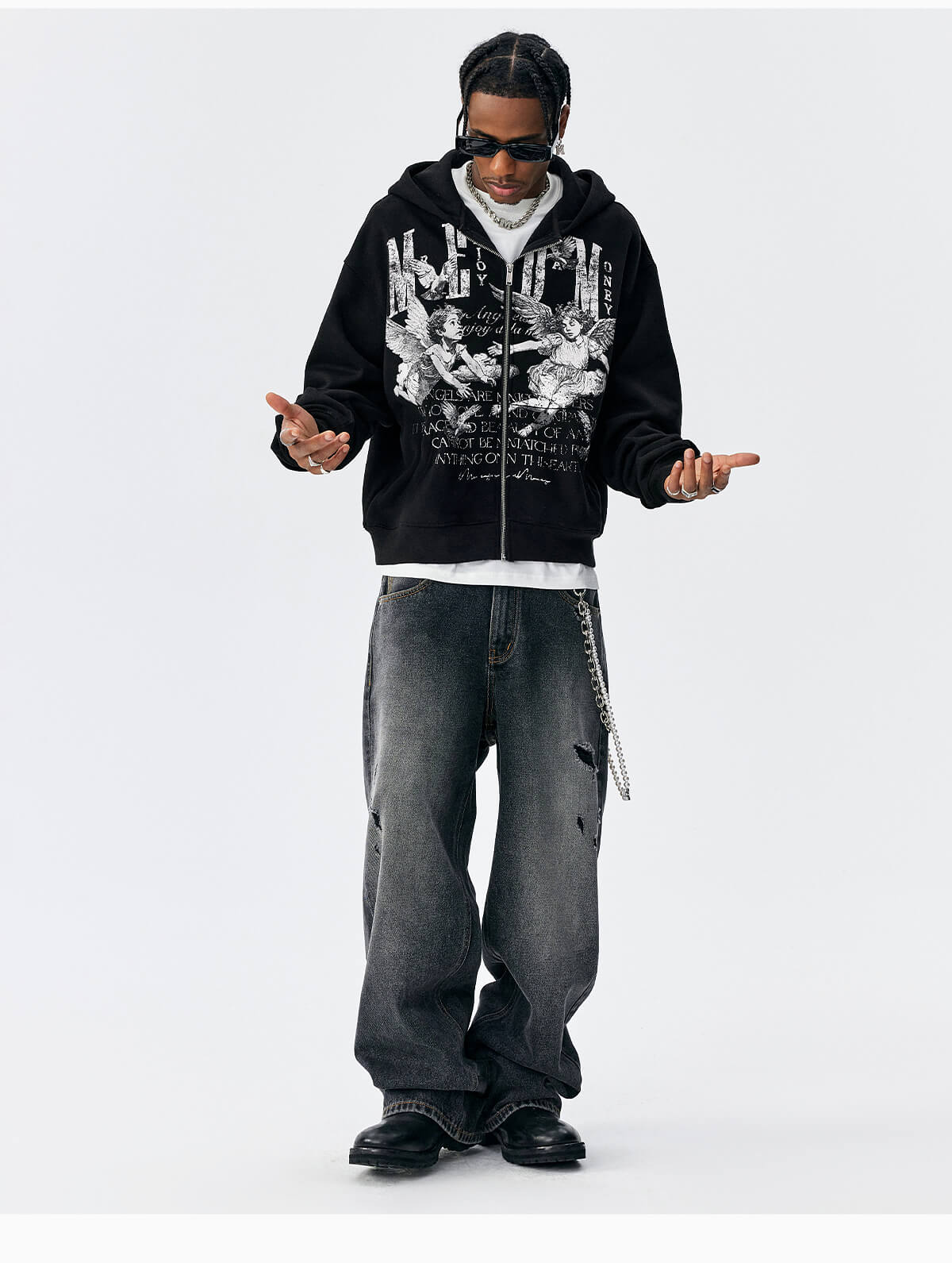MEDM Angel Patch Zip Up Hoodie