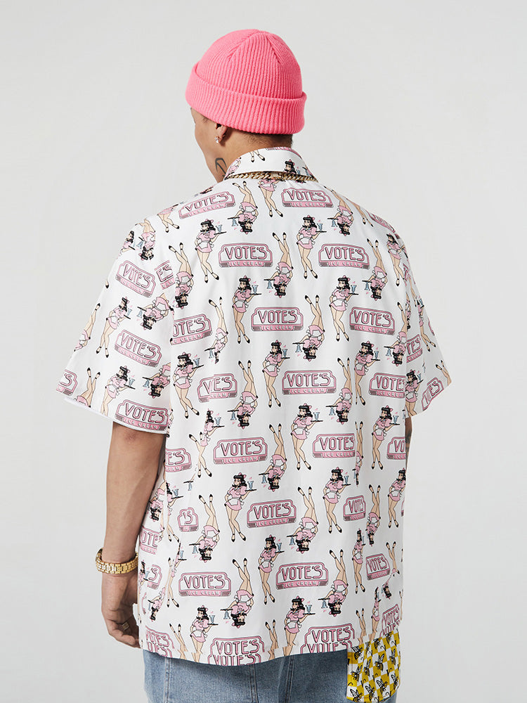 VOTE Ice Cream Girl Pattern Shirt