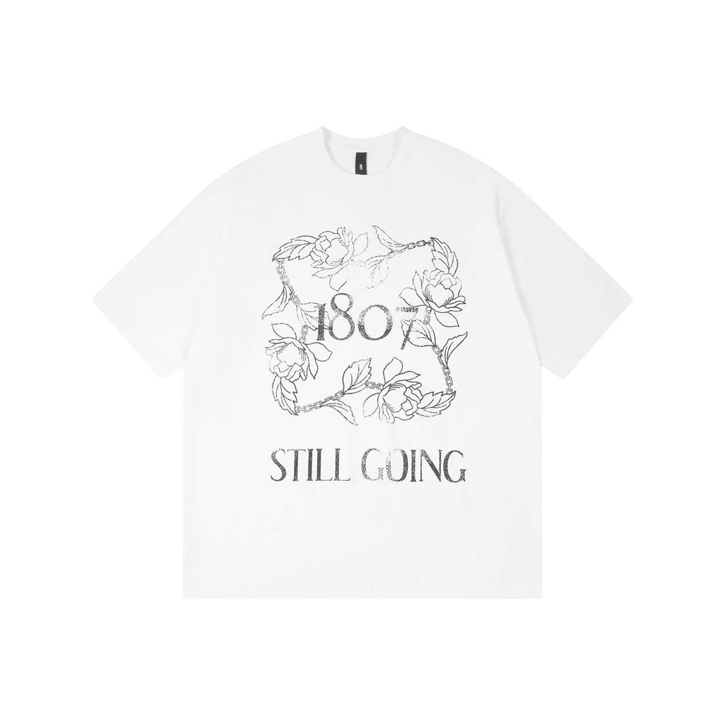 1807 Vintage Floral Chain Logo Print Short Sleeve Tee