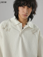 JHYQ Beaded Embroidery Long Sleeved Polo