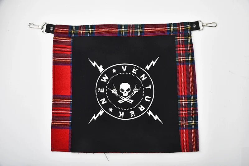 VENTUREK Red Tartan Check Punk Rock Bum Flap