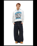 NOVACAM Vintage Print Zip Up Hoodie