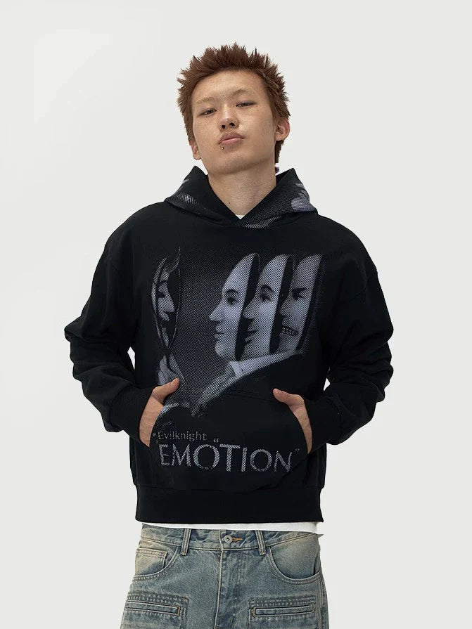 EVILKNIGHT(EK) Mirror Duality Graffiti Print Hoodie