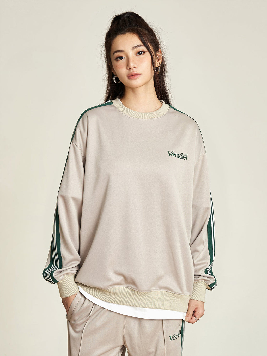 VOTE Striped Tracksuit Sweatshirt