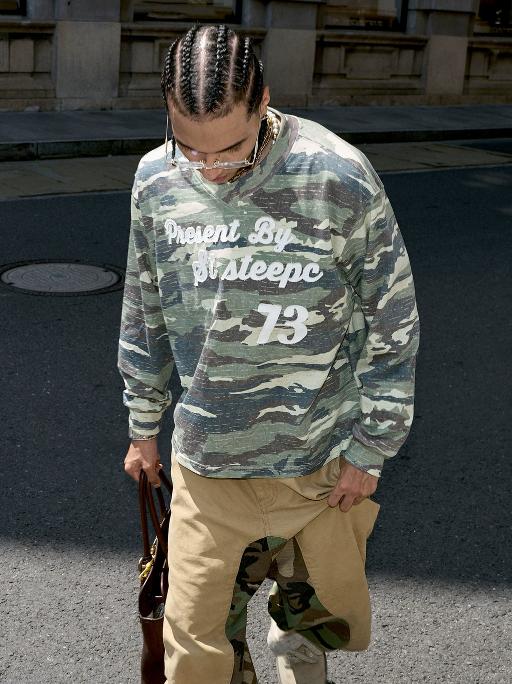STEEPC Forest Camouflage Washed Vintage Long Sleeve Tee