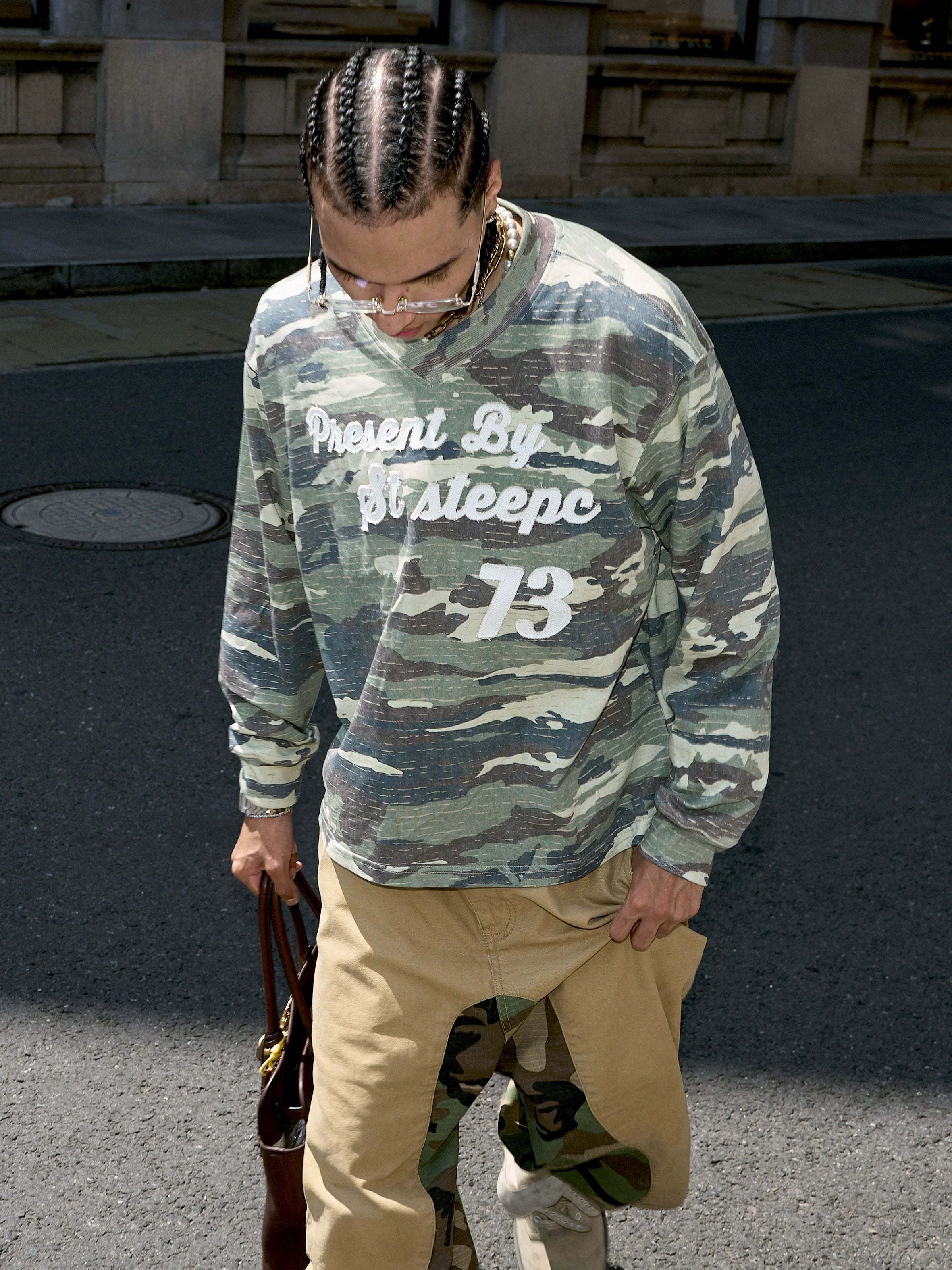 STEEPC Forest Camouflage Washed Vintage Long Sleeve Tee