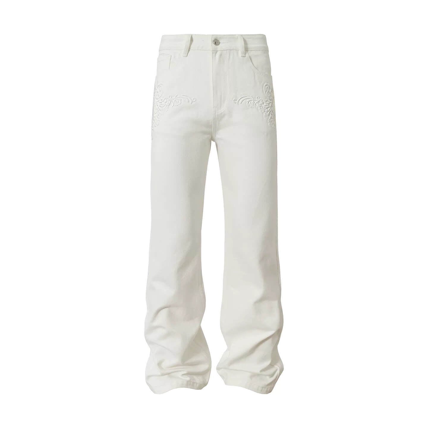 YADcrew 3D Embossed White Distressed Jeans