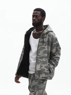 UNTILWERICH Washed Camouflage Hooded Jacket