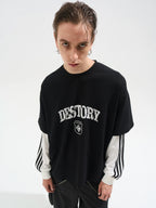 BLIND NO PLAN Layered Waffle and Jersey Long Sleeve Tee