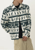 EVILKNIGHT(EK) Ethnic Print Striped Long Sleeve Shirt