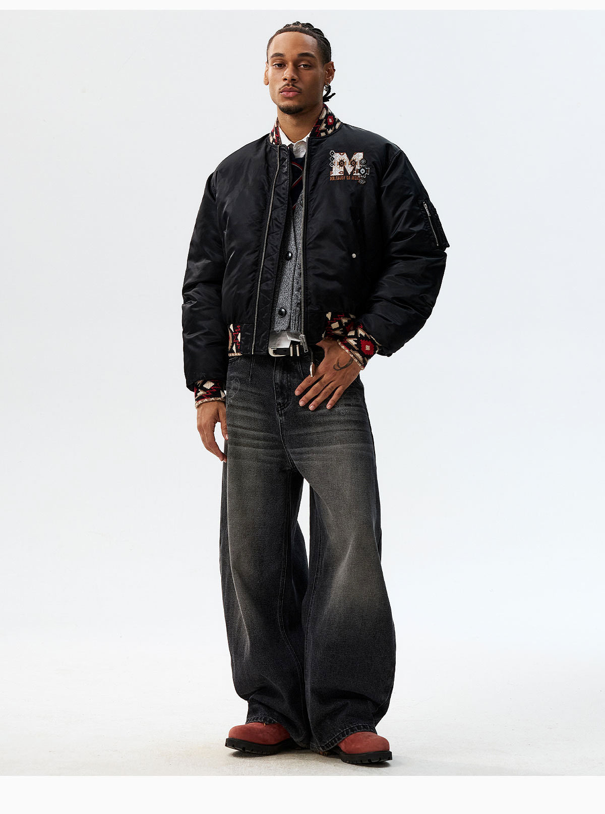 MEDM Ethnic Trim MA-1 Bomber Jacket
