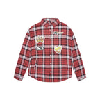 1807 Racing Printed Patch Plaid Long Sleeve Shirt