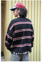 Remedy Striped Distressed Knit Sweater