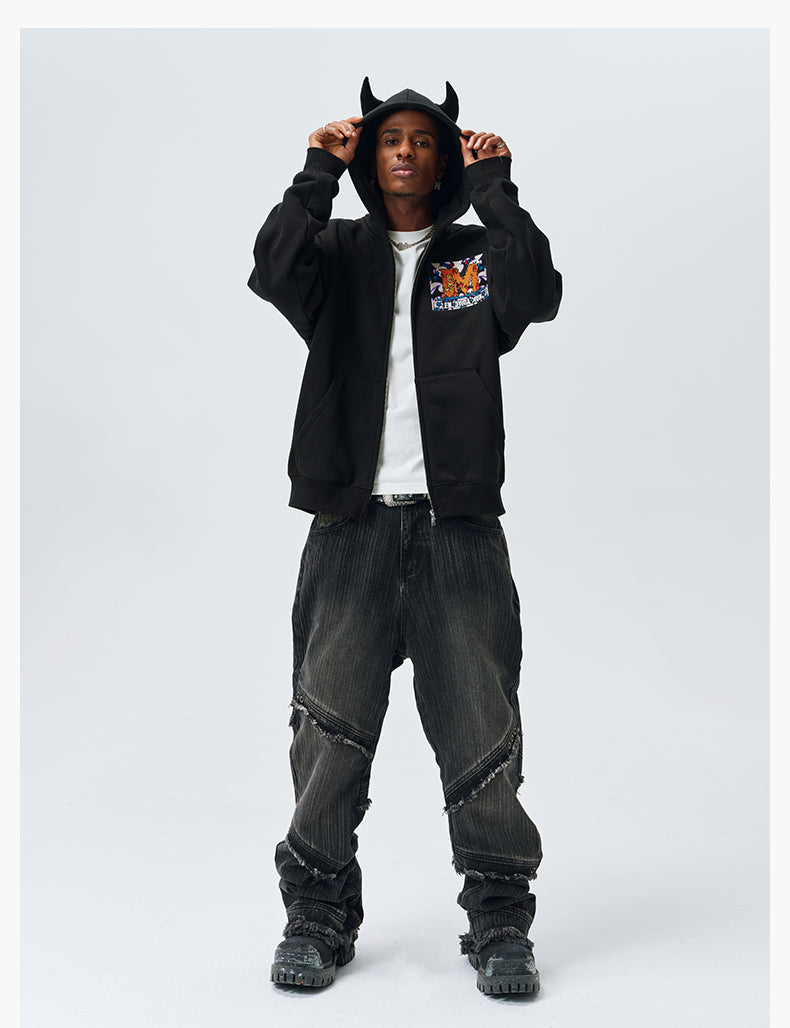 MEDM Angel & Devil Horns Zip-Up Hoodie