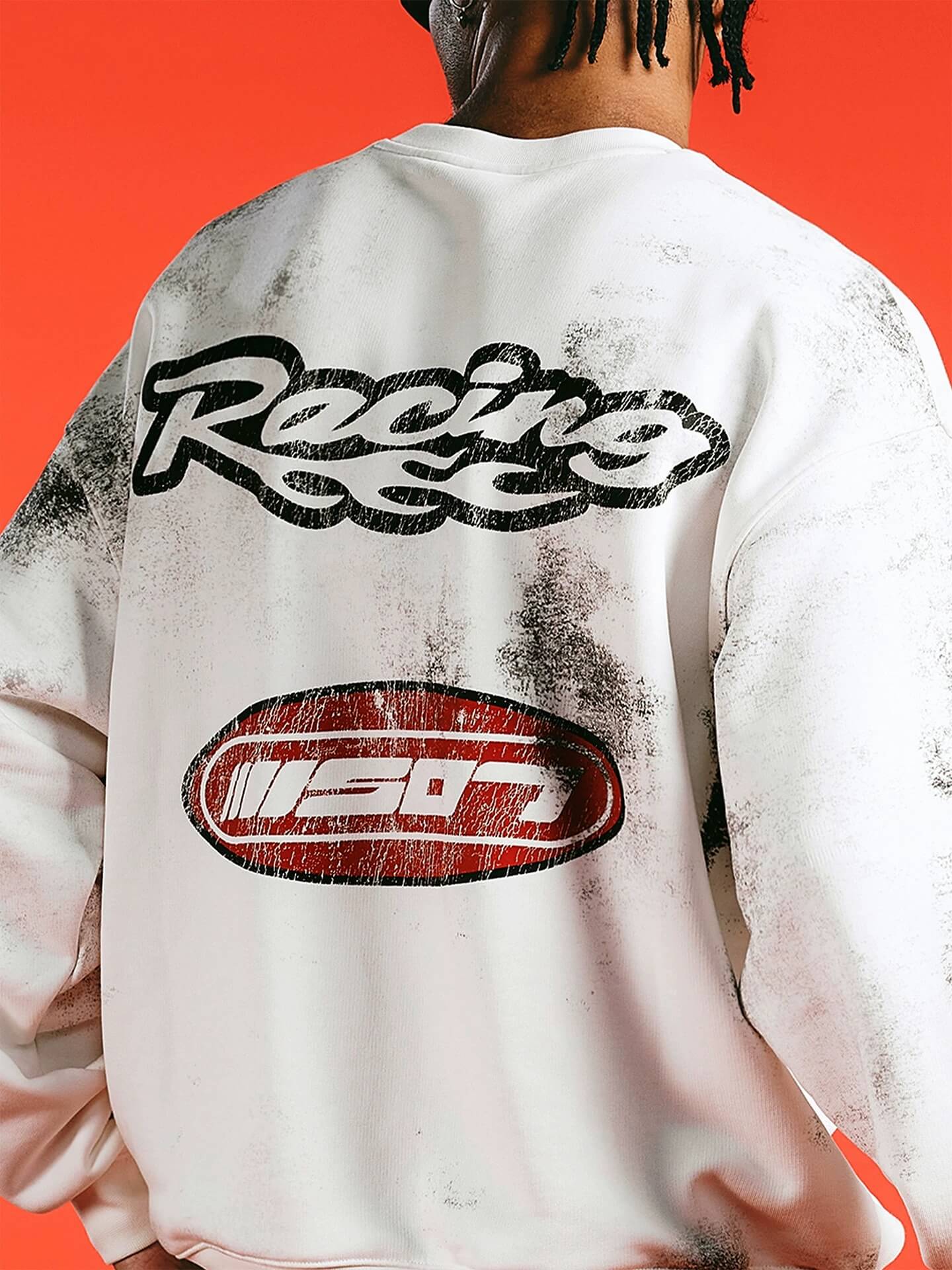 1807 Racing Vintage Printed Distressed Sweatshirt