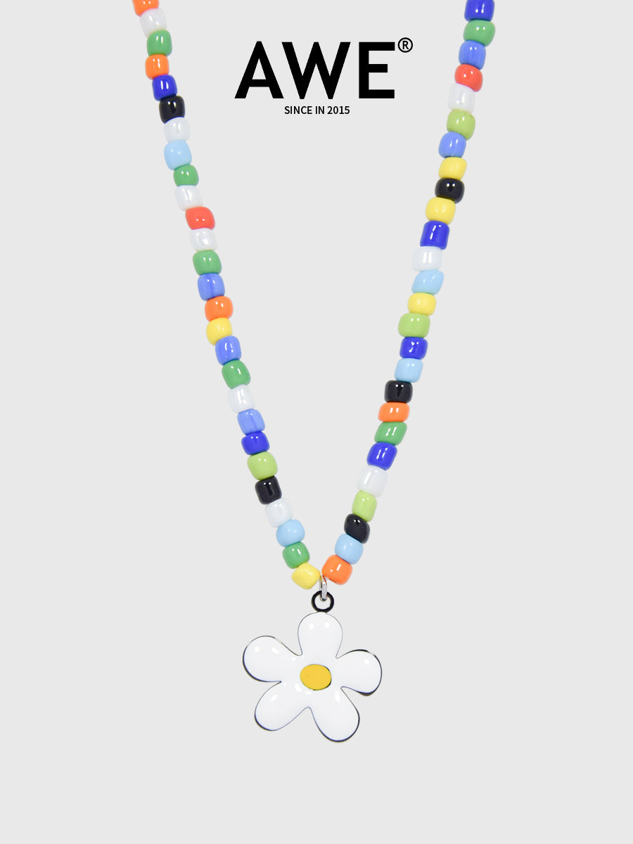 AWE Colorful Beaded Sunflower Necklace