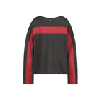 UNDERWATER Striped Colorblock Raw Hem Sweatshirt