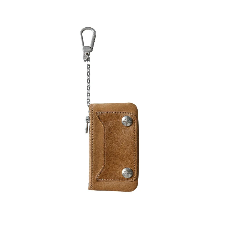 Remedy Metal Studded Keychain Coin Card Zipper Leather Wallet