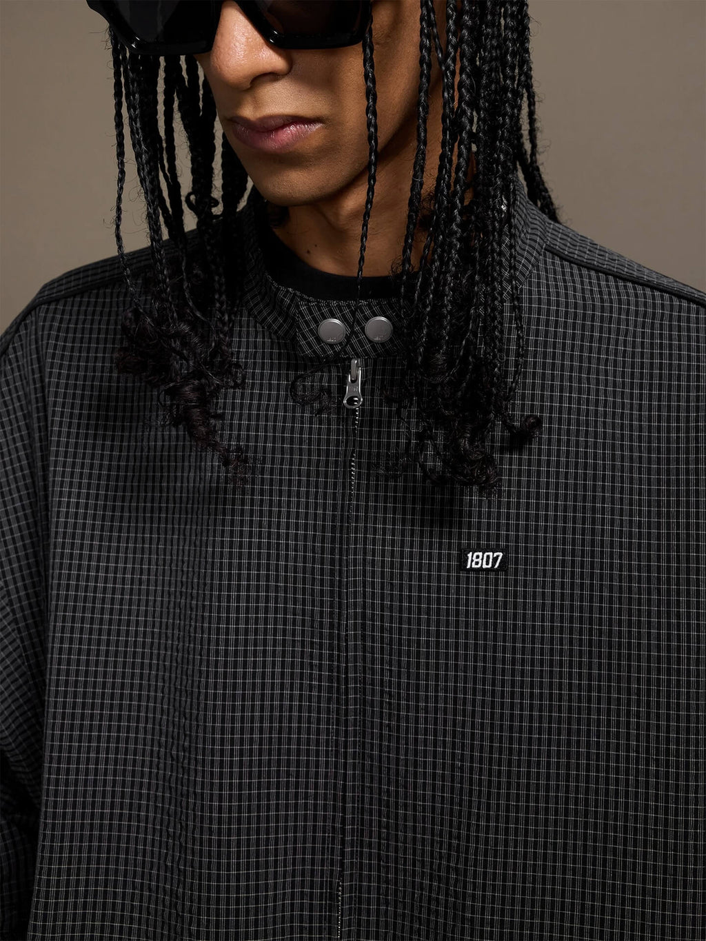 1807 Textured Plaid Track Jacket