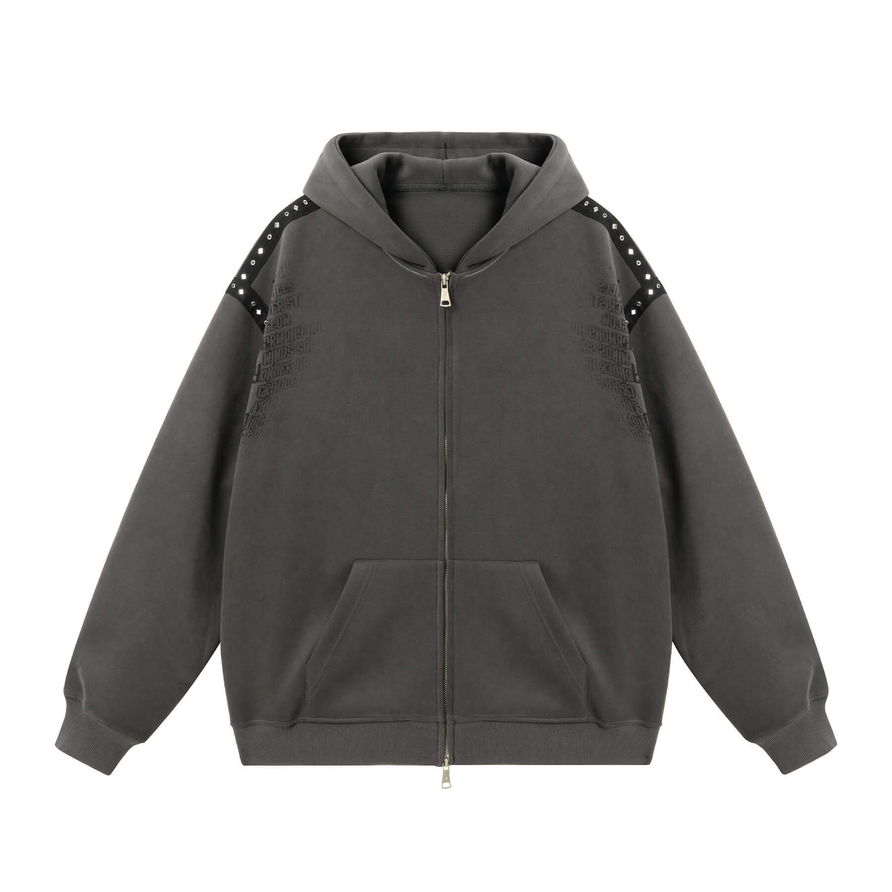 JHYQ Punk Style Studded Double Zipper Hoodie
