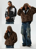 MEDM Reversible Leopard Fur Hooded Track Jacket